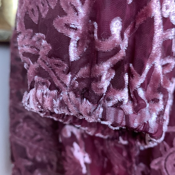 Sheer Velvet Burnout Peasant Boho Hippie Baby Doll Top Medium - Picture 4 of 8